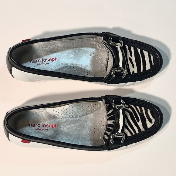 Marc Joseph Zebra Pattern Black and White Loafers - Picture 4 of 6